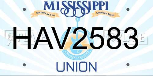 HAV2583 Mississippi License Plate