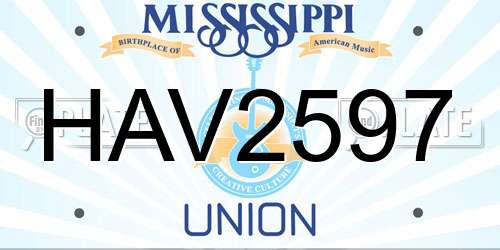 HAV2597 Mississippi License Plate