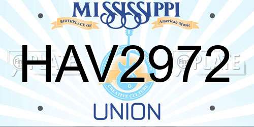 HAV2972 Mississippi License Plate
