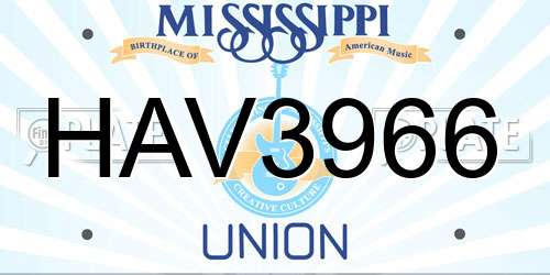 HAV3966 Mississippi License Plate