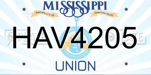 HAV4205 Mississippi License Plate