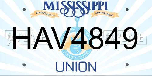 HAV4849 Mississippi License Plate