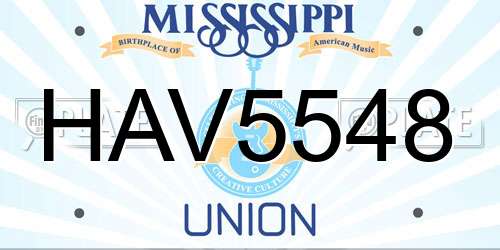HAV5548 Mississippi License Plate