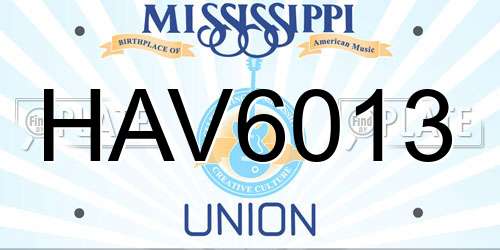 HAV6013 Mississippi License Plate