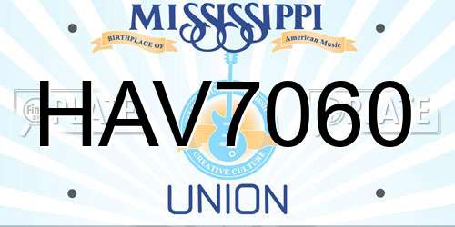 HAV7060 Mississippi License Plate