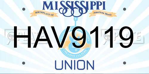 HAV9119 Mississippi License Plate