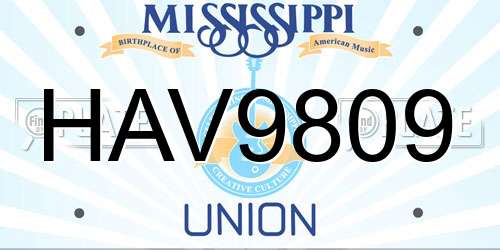 HAV9809 Mississippi License Plate