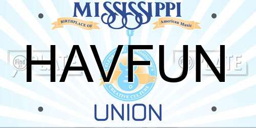 HAVFUN Mississippi License Plate