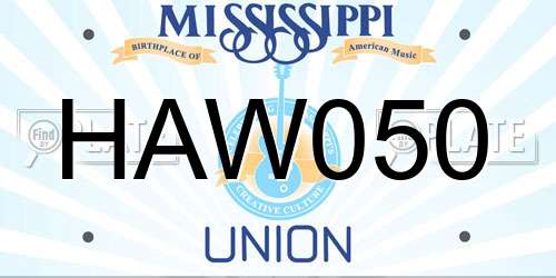 HAW050 Mississippi License Plate