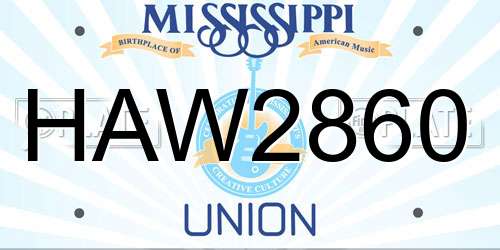 HAW2860 Mississippi License Plate