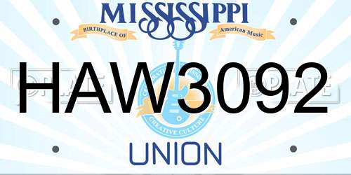 HAW3092 Mississippi License Plate