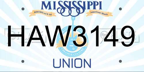 HAW3149 Mississippi License Plate