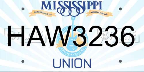HAW3236 Mississippi License Plate