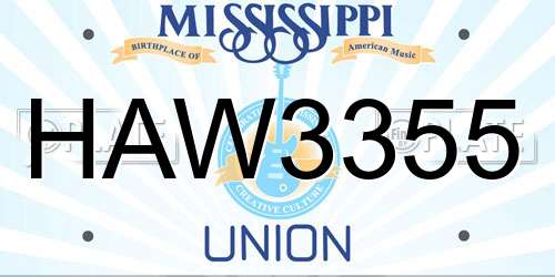 HAW3355 Mississippi License Plate