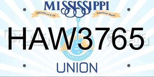 HAW3765 Mississippi License Plate