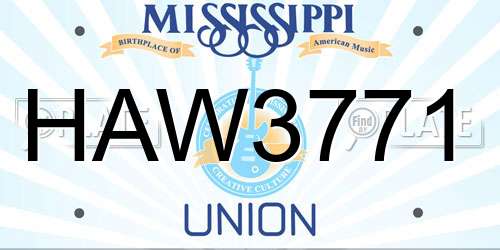HAW3771 Mississippi License Plate