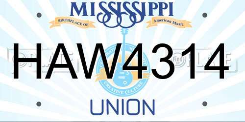 HAW4314 Mississippi License Plate