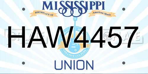 HAW4457 Mississippi License Plate