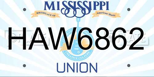 HAW6862 Mississippi License Plate