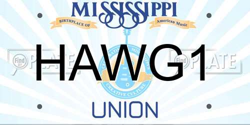 HAWG1 Mississippi License Plate