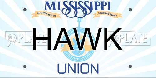 HAWK Mississippi License Plate