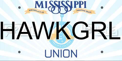 HAWKGRL Mississippi License Plate