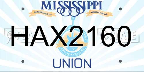 HAX2160 Mississippi License Plate