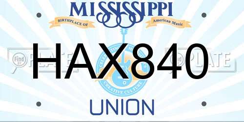 HAX840 Mississippi License Plate
