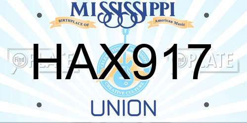 HAX917 Mississippi License Plate