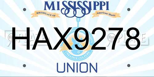 HAX9278 Mississippi License Plate