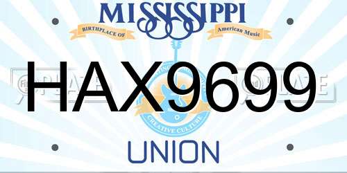 HAX9699 Mississippi License Plate