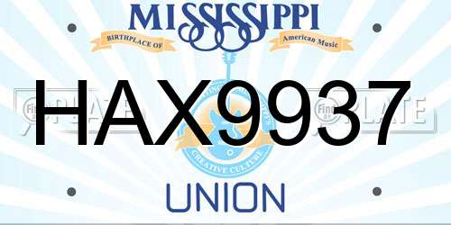 HAX9937 Mississippi License Plate