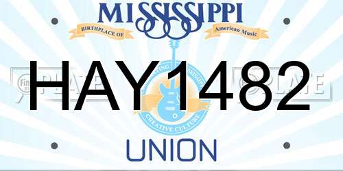 HAY1482 Mississippi License Plate