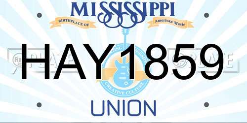 HAY1859 Mississippi License Plate