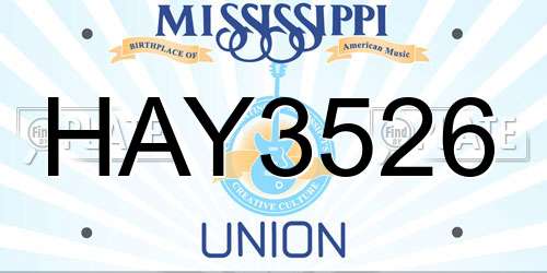 HAY3526 Mississippi License Plate