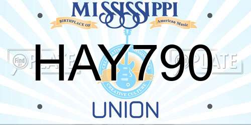 HAY790 Mississippi License Plate