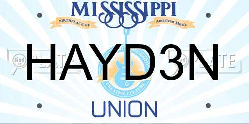 HAYD3N Mississippi License Plate