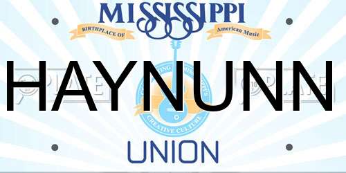 HAYNUNN Mississippi License Plate