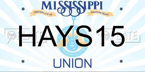 HAYS15 Mississippi License Plate