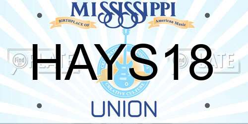 HAYS18 Mississippi License Plate