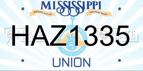 HAZ1335 Mississippi License Plate
