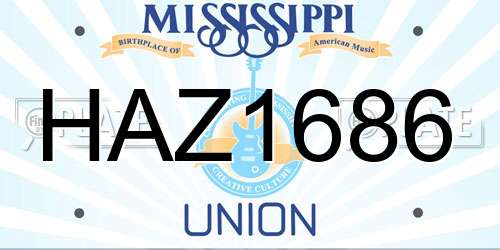 HAZ1686 Mississippi License Plate