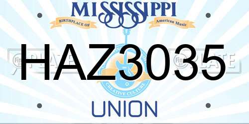 HAZ3035 Mississippi License Plate