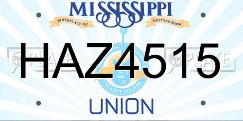 HAZ4515 Mississippi License Plate