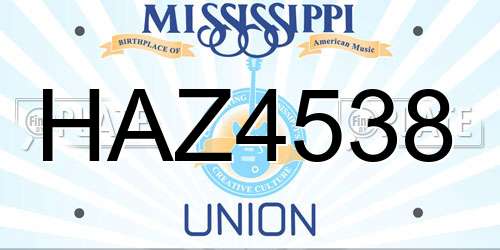 HAZ4538 Mississippi License Plate