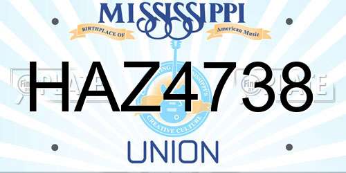 HAZ4738 Mississippi License Plate