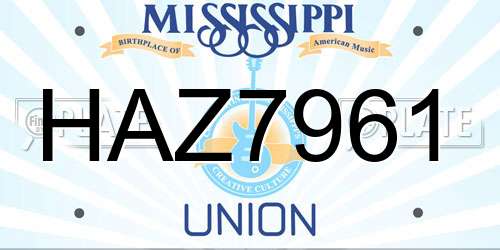 HAZ7961 Mississippi License Plate