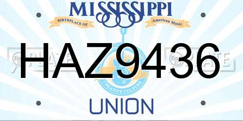 HAZ9436 Mississippi License Plate