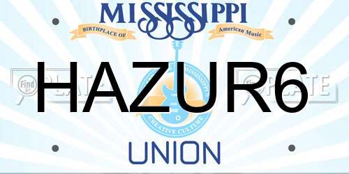 HAZUR6 Mississippi License Plate