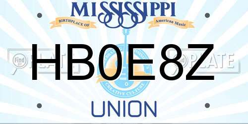 HB0E8Z Mississippi License Plate